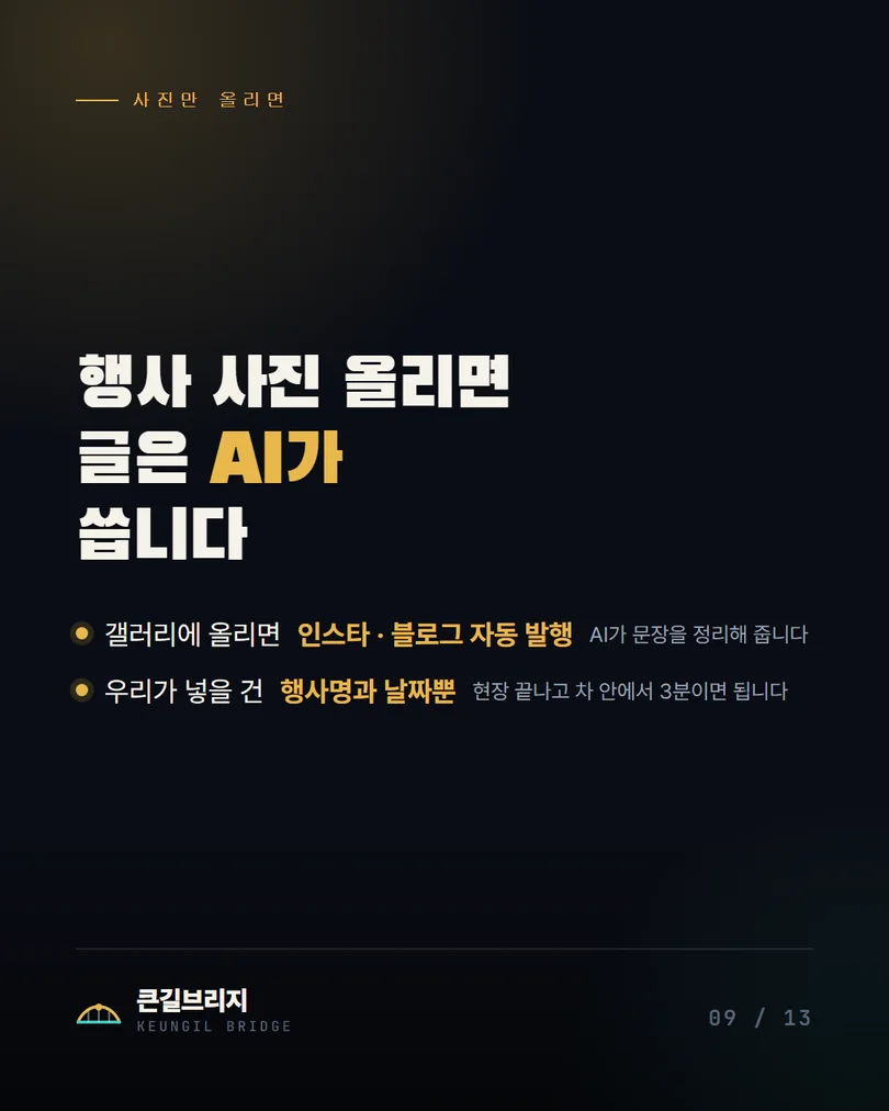 9. 행사 사진 올리면 갤러리에 자동 발행